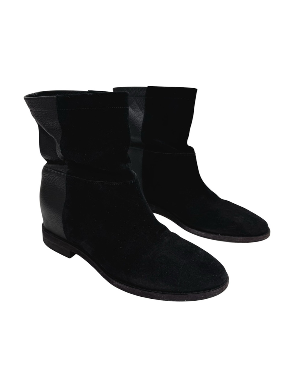 Vince Grayson Leather Suede Short Ankle Boots Women Size 8 Black Moto Fall Punk